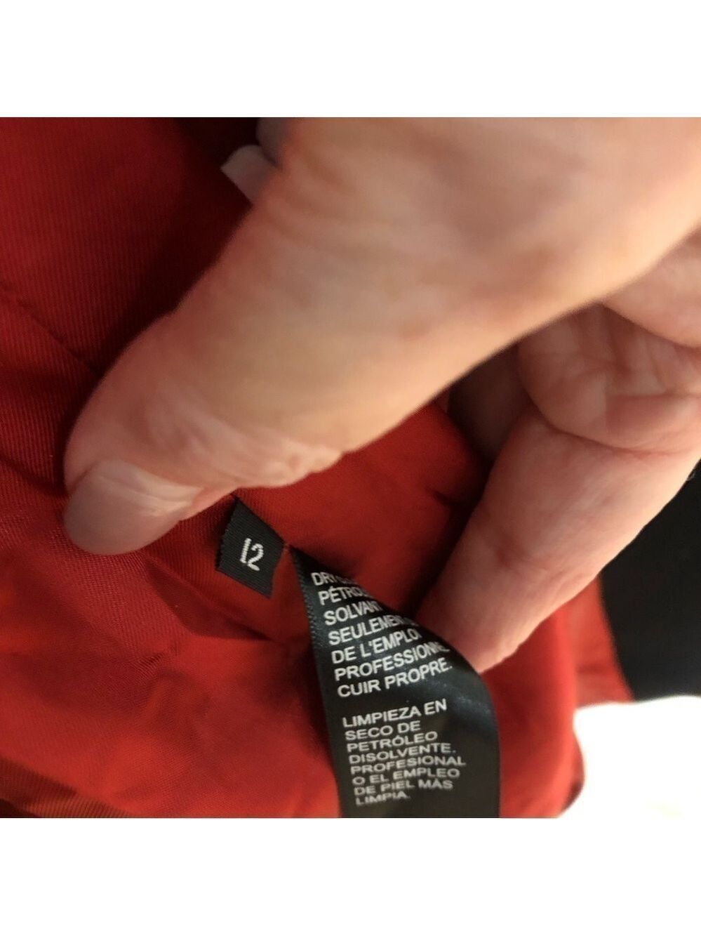 KNEE length wool blend coat with leather trim from Doncaster Collection. Size 12 - Picture 5 of 10